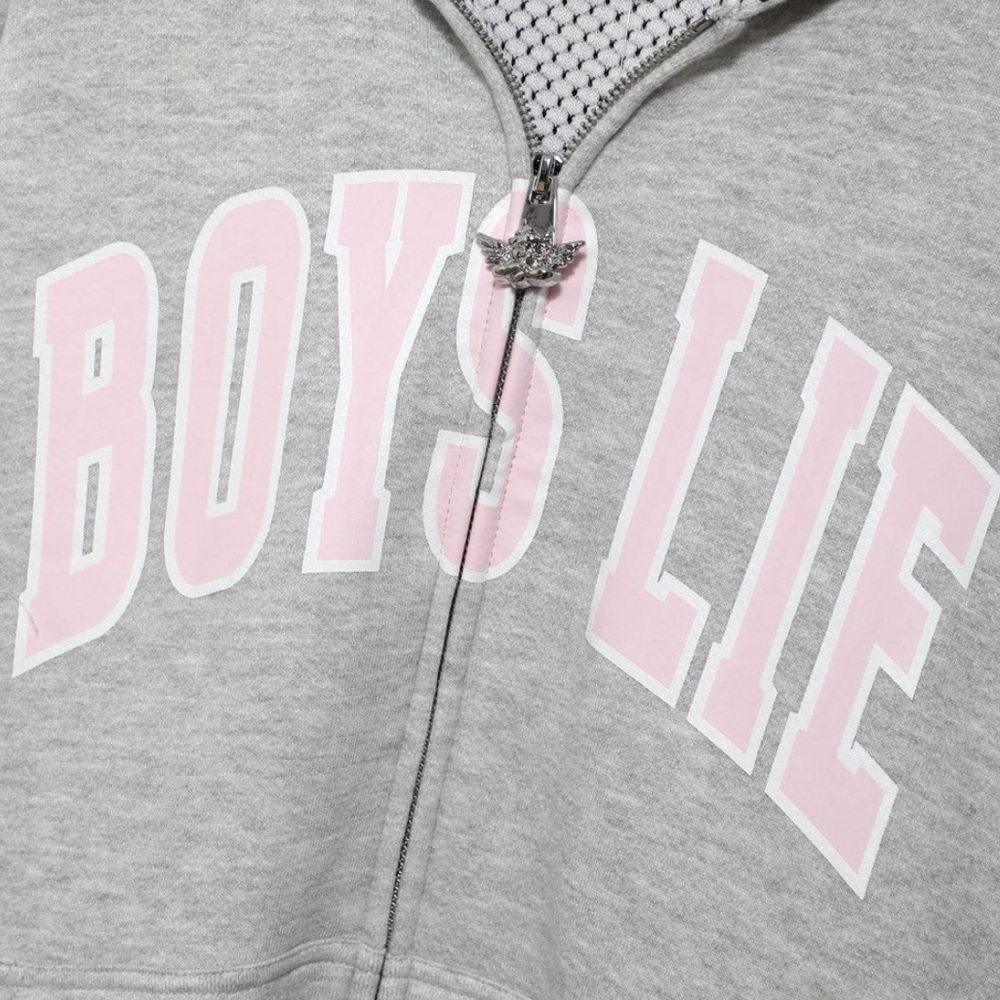 Boys Lie Gray and Pink Zip Up Hoodie